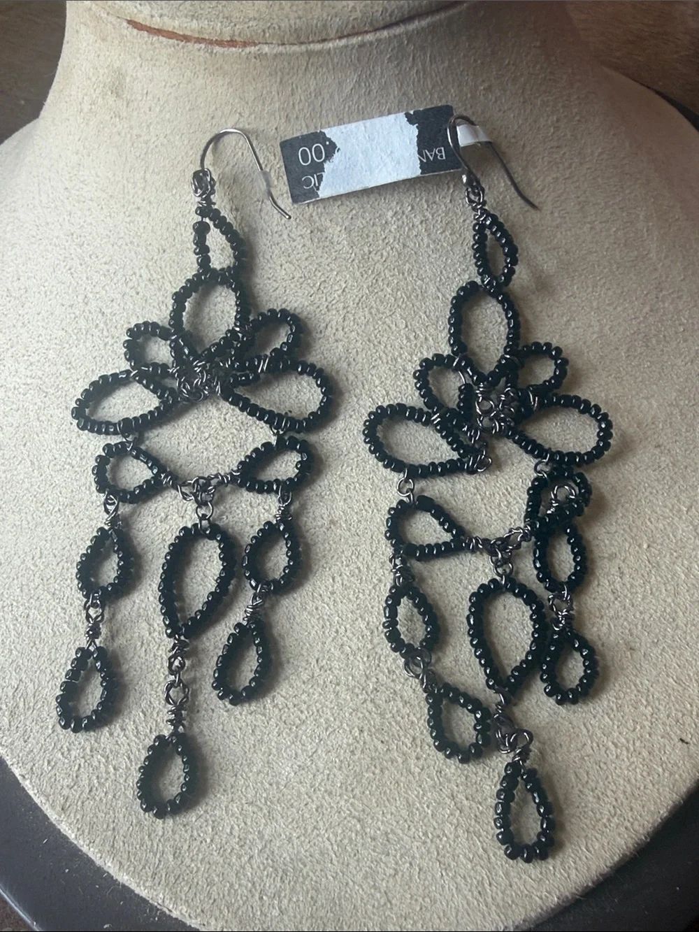 Banana Republic Black Beaded Chandelier Earrings!